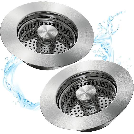 Kitchen Sink Drain Strainer 3 in 1, 304 Stainless Steel Pop Up Sink Stopper, Anti-Clogging Sink Stopper Kitchen Drain, Kitchen Drain Catcher, Kitchen