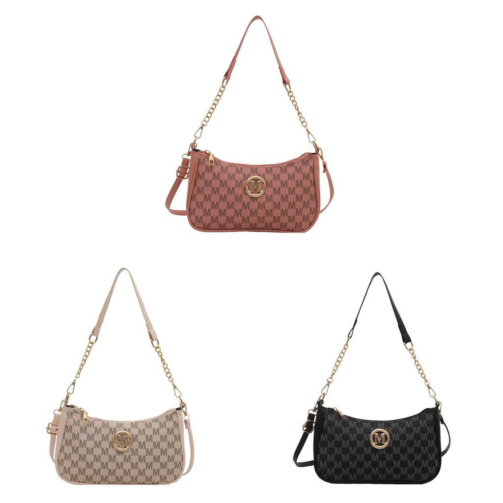 Pu Retro French Style Underarm Bag With Chain Strap For Daily Casual Use