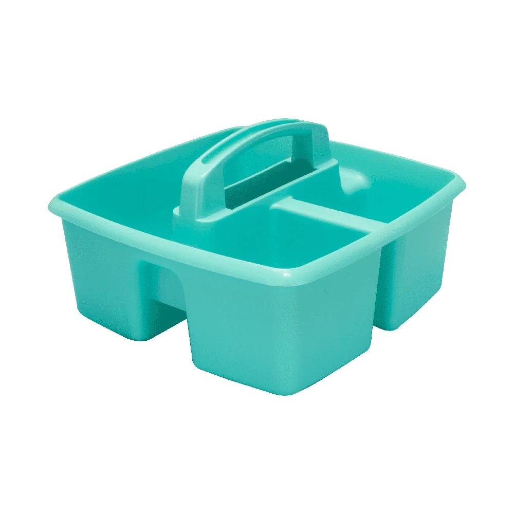 Plastic Desktop Organizer Caddy with Handle Craft Supplies Hobby Storage Multi Compartment Portable Clean Up Solution 6-Pack