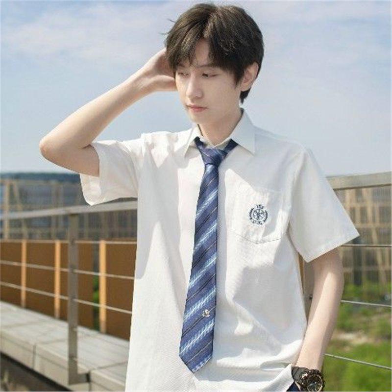 

Saint Zhihua Embroidered Student Uniform Shirt - Short/Long Sleeve, Square Collar 2XL