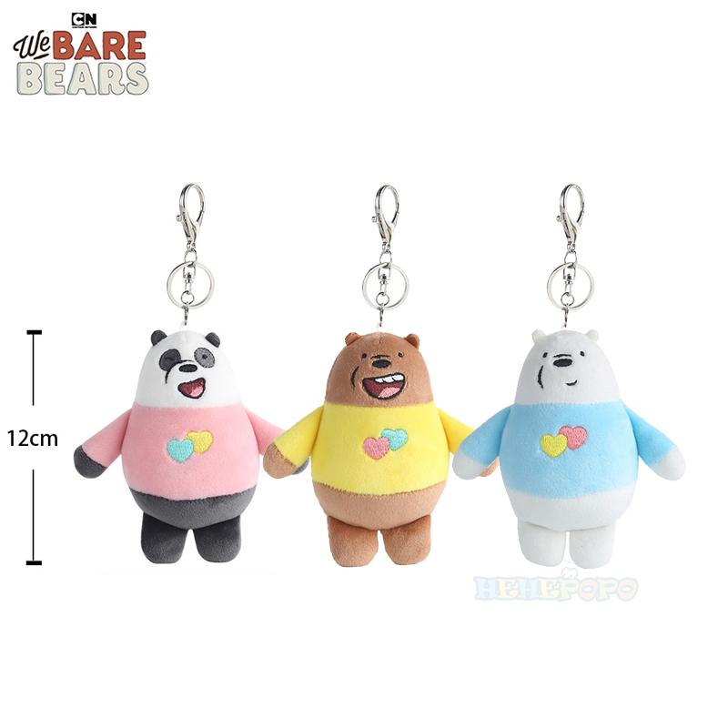 We Bare Bears Cartoon Plüsch Schlüsselanhänger 12cm Herz Anhänger Liebesherz Design, Niedliches Hängeornament