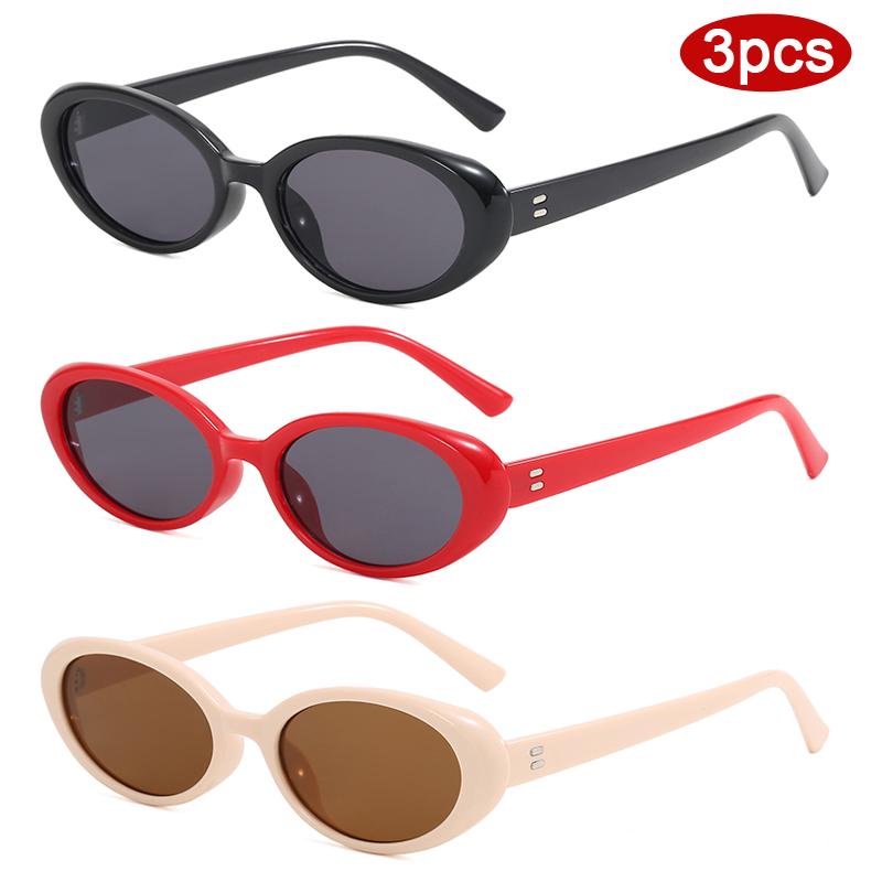 Protective Glasses 3pcs Fashion Women Oval Frame Sunglasses Simple Style Sun Glasses Female Colorful Frame Eyeglasses UV400