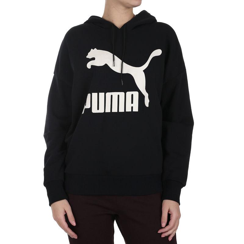 Puma Logo Pattern Hooded Long Sleeve Sweatshirt Women sweatshirt 578339-01