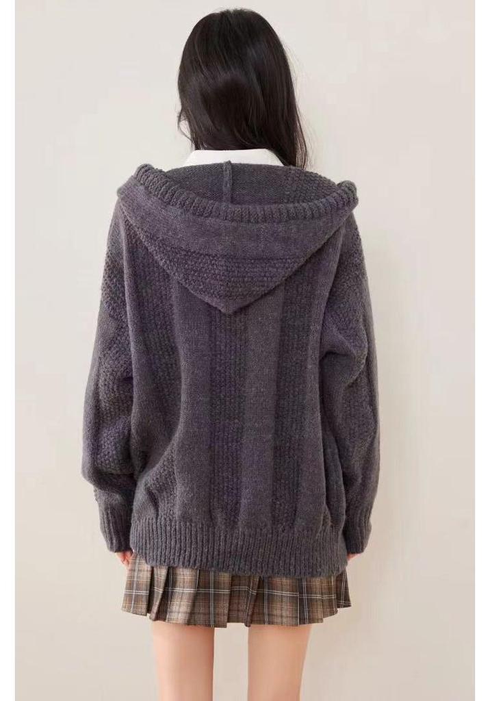 Cozy Loose Hooded Sweater - Korean Style Autumn/Winter Knit Top