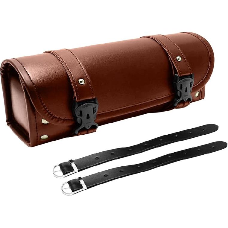 Shkalacar Motorcycle Tool Bag, Universal Tool Bag Motorcycle Side Bag, Motorcycle Fork Bag Saddlebag with Adjustable Straps, Handlebar Compatible коричневый