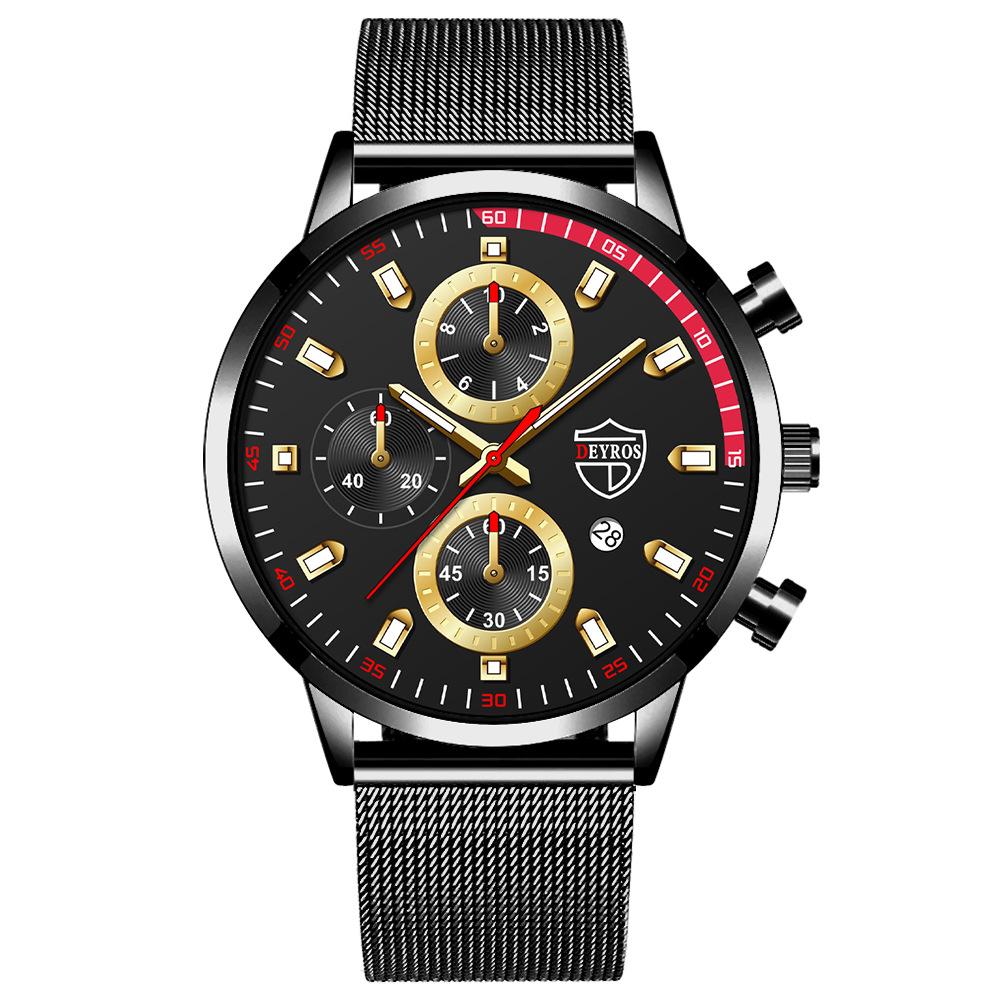 Milan Mesh Belt Watch Men'S Automatic Quartz Calendar Luminous Watch