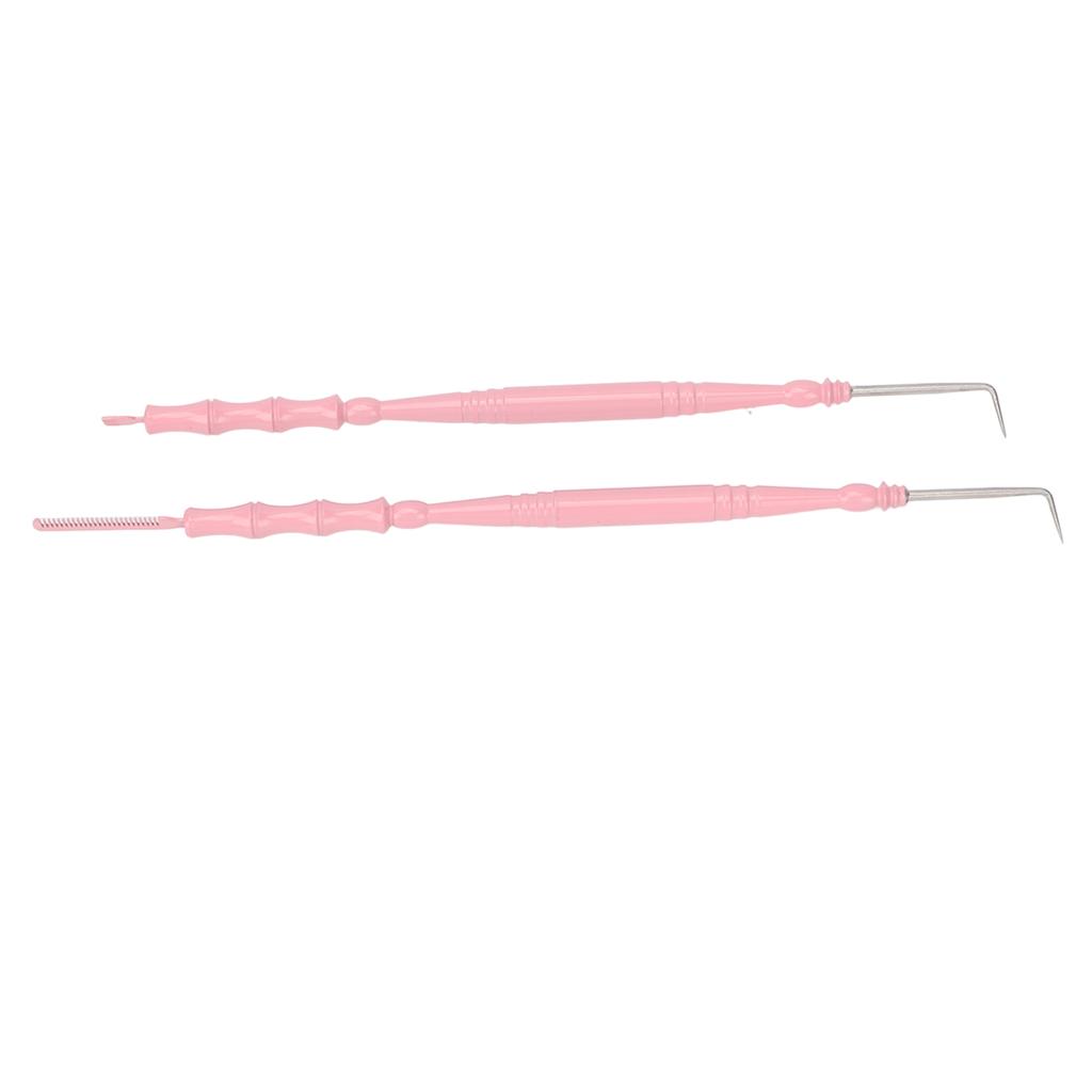 2pcs Lash Perm Tool Double Head Stainless Steel Bamboo Joint Shape Handle Lash Eyebrow Perm Separator Tool Pink