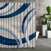 Blue Abstract Shower Curtain Modern Wave Design Geometric Art Elegant Bathroom Decor Waterproof Printed Bath Curtain Home