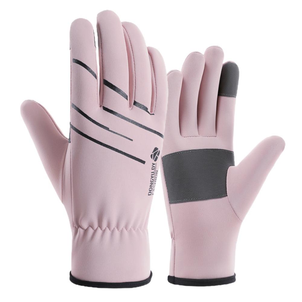 

Polar Fleece Snowboard Ski Gloves Windproof Thickened Snow Gloves For Women Man Women pink