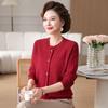 New Mom Spring Fashion Crew Neck Thin Sweater Medium and Old Women's Long Sleeve Shirt Bottom Clothes