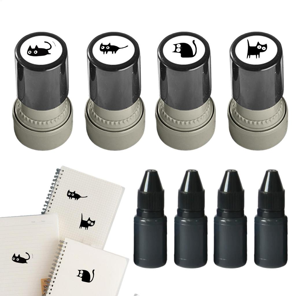 Cat Pattern Self-Inking Stamp DIY Crafting Supplies Kitten Stamp For Scrapbooking Card Making Planner Diary, School Teachers