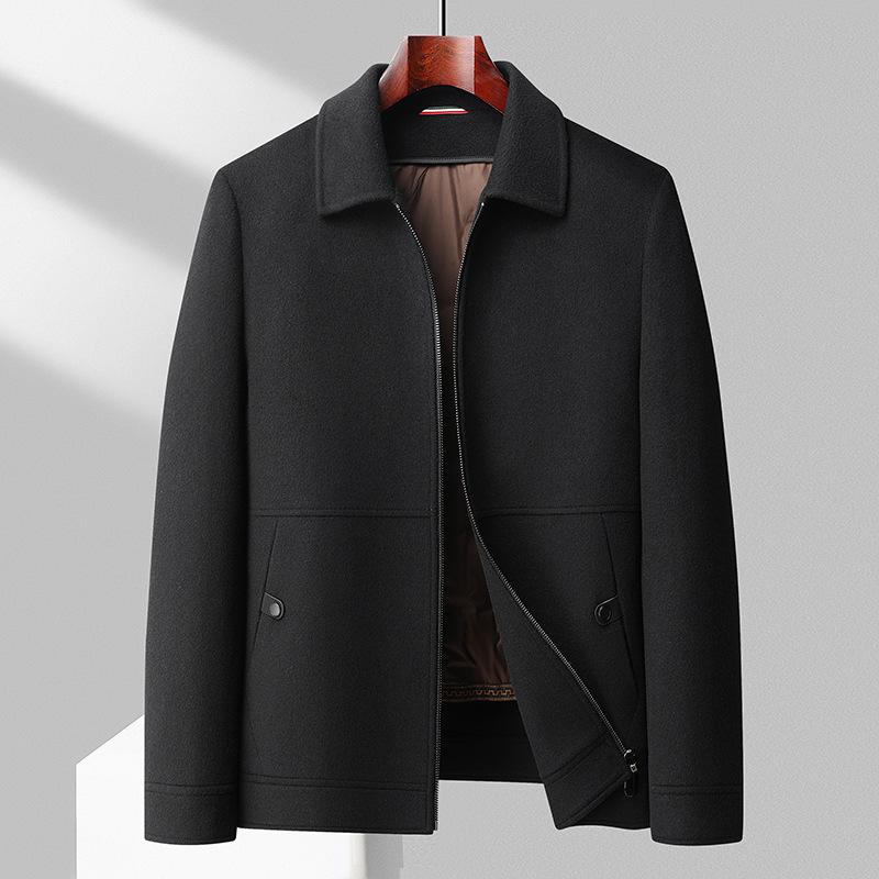 

Однотонная простая двусторонняя шерстяная куртка со съемным подкладом из гусиного пуха, мужская осенне-зимняя новая двусторонняя шерстяная куртка 4XL