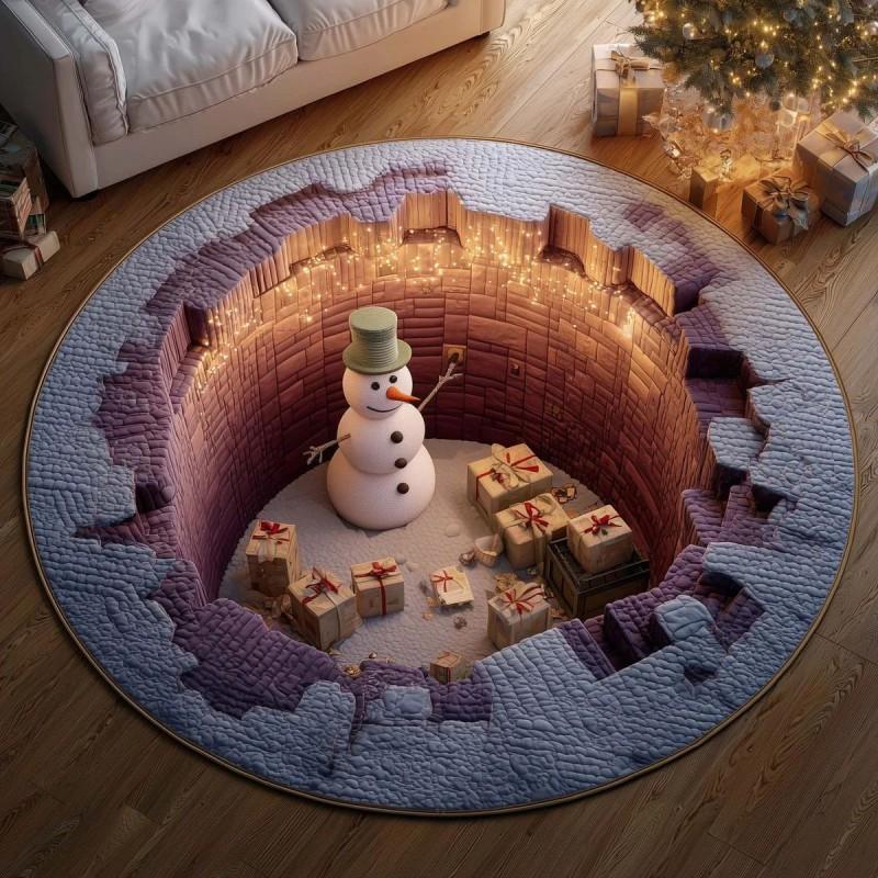2026 Christmas Area Rug Round Floor Mat Living Room Anti-dirty Wear-resistant