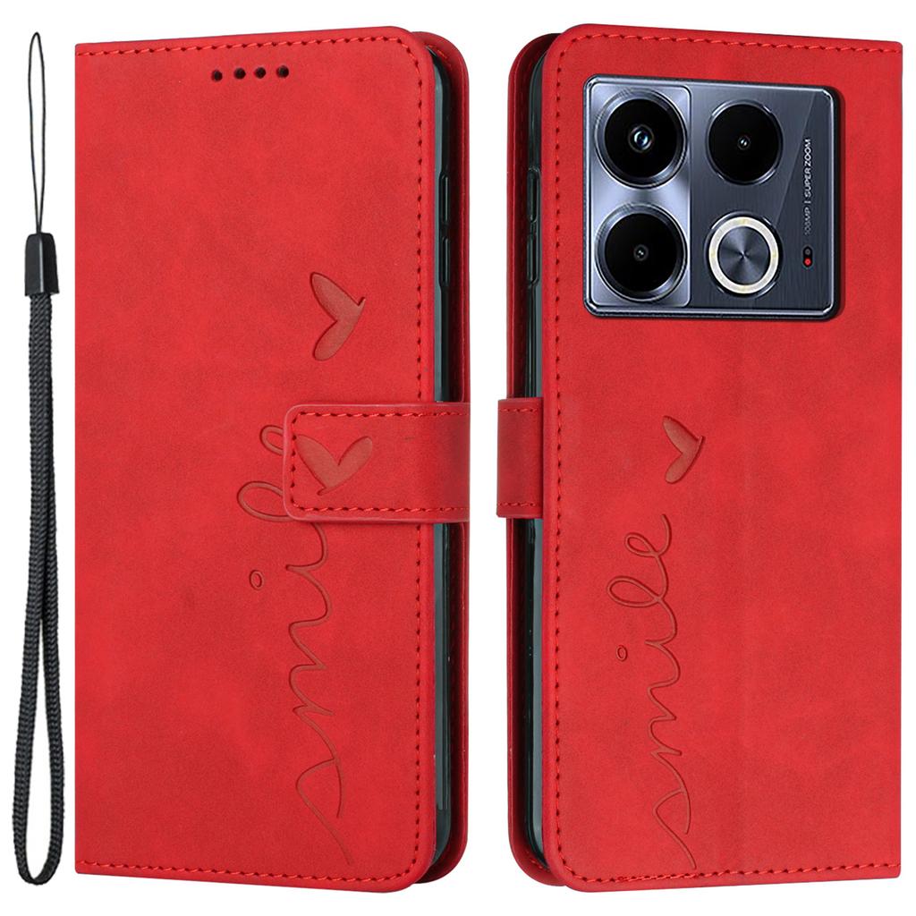 For Infinix Note 40 5G Case Love Heart Imprinted Leather Phone Cover Folding Stand
