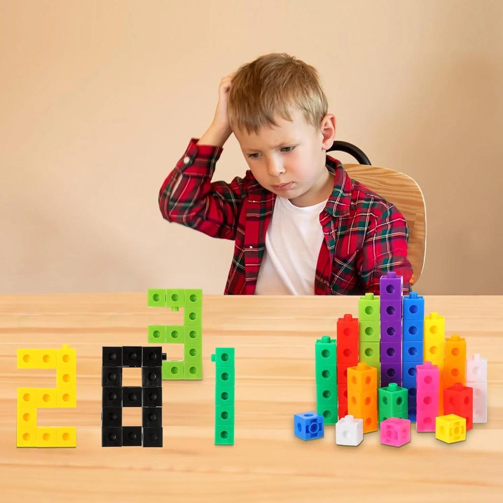 100pcs Linking Cubes Counting Cubes Colorful Math Cubes Math Manipulatives Classroom Educational Supplies Activities Playthings (Clas