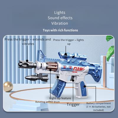 Electric Sound Light LED Toy Gun Spinning Submachine Gun Prop Vibrating Voice Rifle Music Flash Gun Boys Birthday Gift