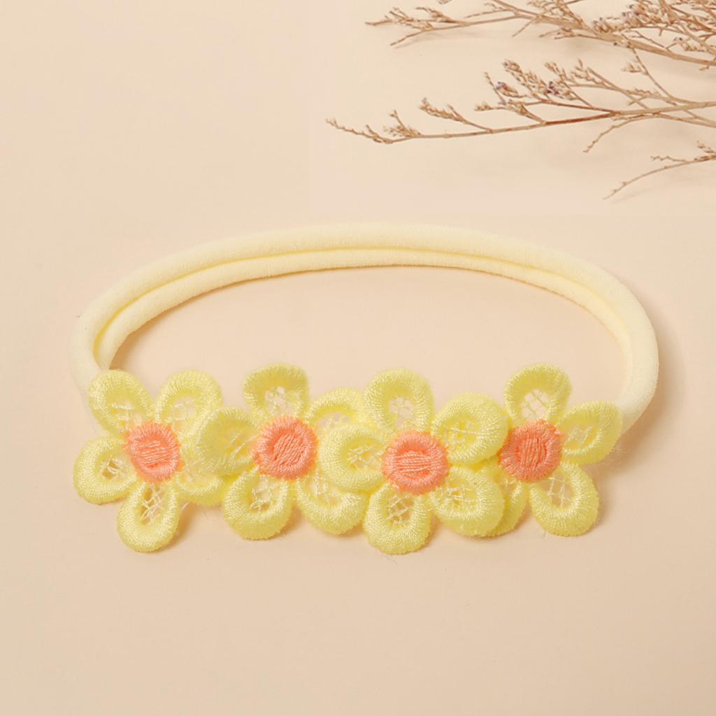 2025 New Spring-Summer Baby Headbands Solid Color Floral Kids Hair Accessories Soft Nylon Infant Headwear Gentle Cute Must-Have