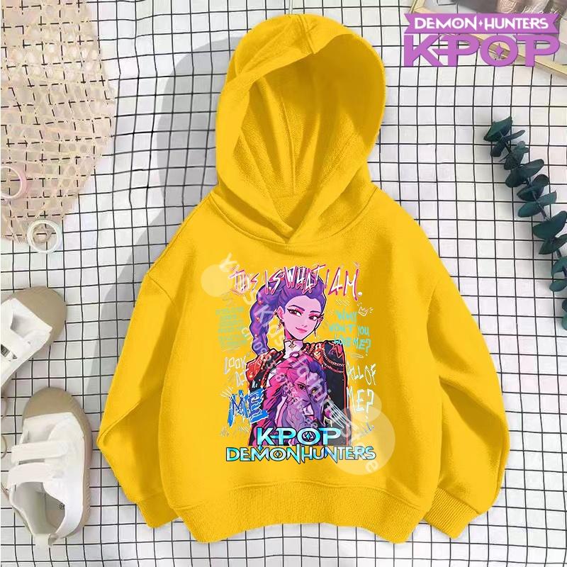 Y2K KPop ציידי שדים קפוצ'ונים נערות מתבגרות בנים רומי KPop ציידי שדים קפוצ'ון סתיו קז'ואל שרוול ארוך בגדי ילדים