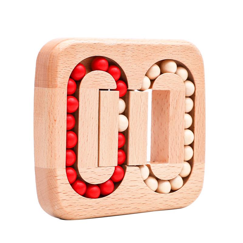 Beech Wood Planar Sliding Ball Puzzle: Luban Lock Brain Teaser for Adults & Kids