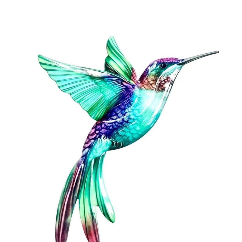 

Metal Material Metal Hummingbird Wall Art Colorful Finish Vintage Hummingbird Pendant Weather Resistant 3D Design зелений