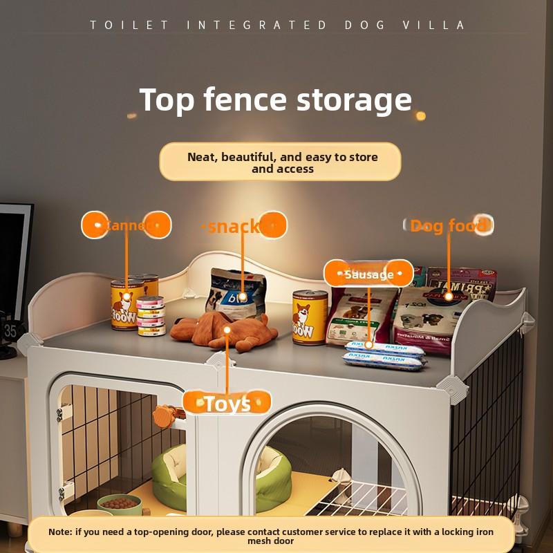 Small Dog Crate with Separate Toilet Area Puppy House for Teddy Bichon Pet Bedroom Kennel Cozy Puppy Home with Removable Tray