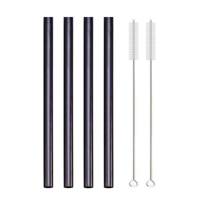 12mm Boba Metal Straw Eco-friendly 304 Stainless Steel Straws Set Reusable Drinking Straw for Bubble Tea Milkshake Bar Accessory