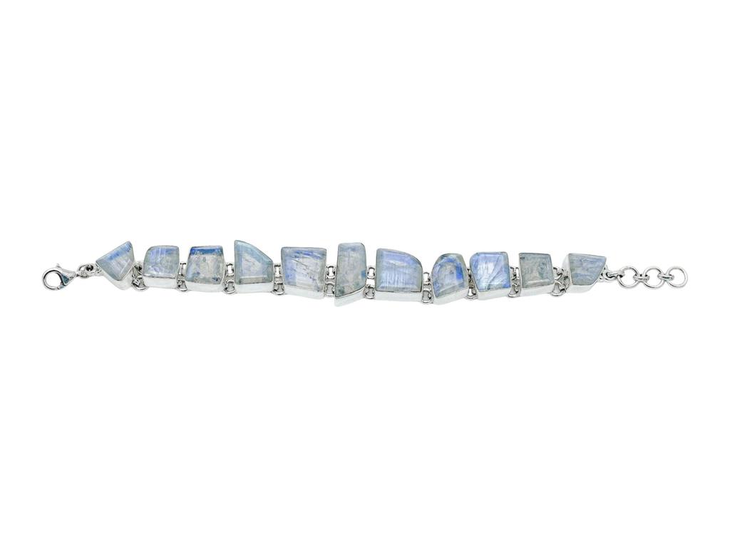 Natural Moonstone 925 Sterling Silver Bracelet: Adjustable Gemstone