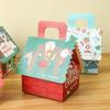 4 Stück Weihnachts Hausform Geschenkboxen Kraftpapier Süßigkeiten Kekse Geschenkverpackungsbox mit Henkel Weihnachtsbaum Anhänger Partyzubehör