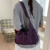 Zipper Closure Pleated Cloud Bag Large Capacity Nylon Crossbody Bag Striped Shoulder Bag  Women