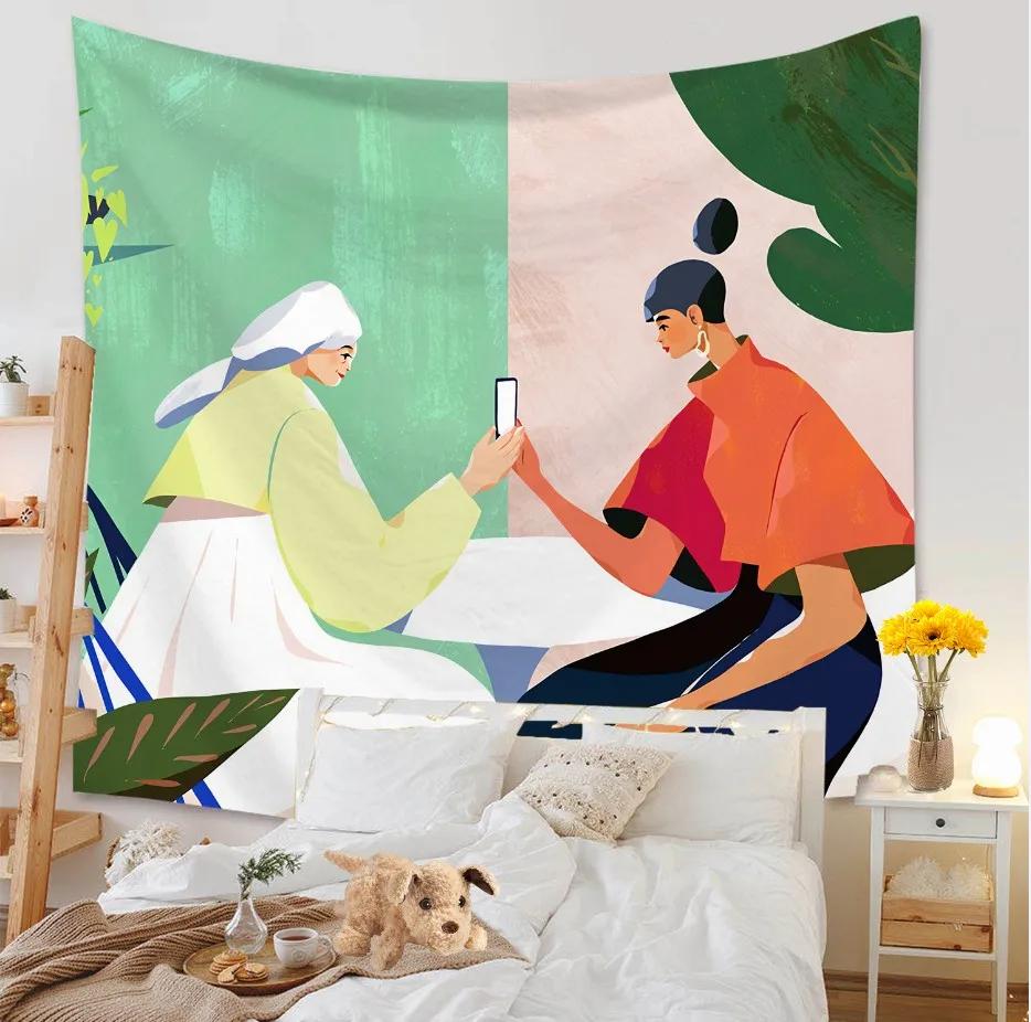 Tapiserie Fundal Sufragerie Murală Covorașă Plajă Decorare Acasă Agățat de perete cu caracter simplu și proaspăt