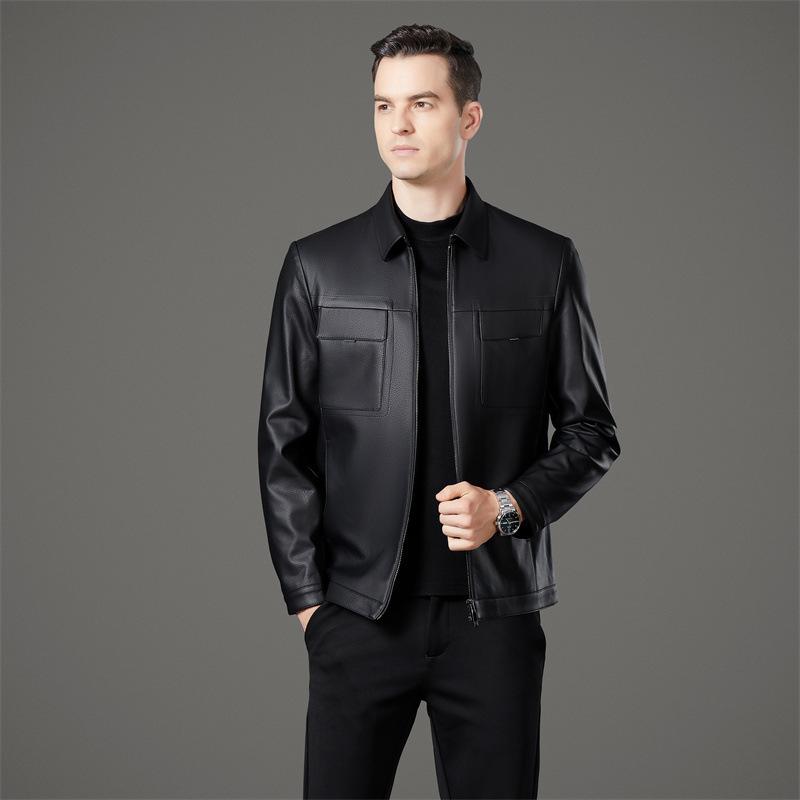 Classic Genuine Leather Jacket Men's Autumn New Sheepskin Jacket Business Casual Fashion Warm Jacket