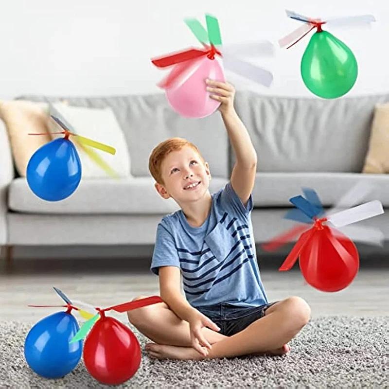 6Pcs Air Balloon Helicopter Toy Funny Balloon Ortable Outdoor Helicopter Flying Kids Birthday Party Children S Day Game 6pcs random color