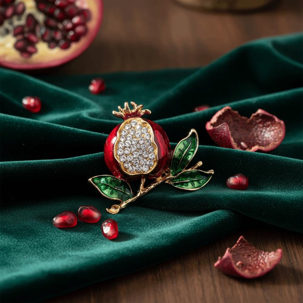 Strassdekoration Emaille Obst Brosche Granatapfel Broschen Schmuck Obst Anstecknadel Hochzeit
