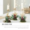 1pc Holder Christmas Decoration Wooden Iron Xmas Party Candlestick Desktop Tabletop Decorative Stand Festive Holiday