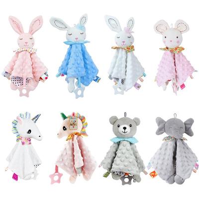 BBsky Dětský zvířátkový komfortní ručník a bryndák na slintání - Roztomilý kreslený kapesníček na zavěšení na postýlku