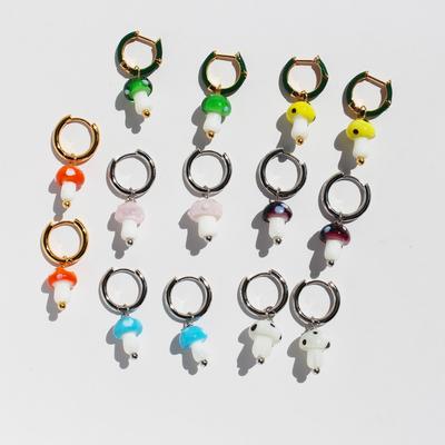 Fun Polka Dot Mushroom Earrings Star Same Female Dopamine Color Glazed Small Earrings Earrings 62