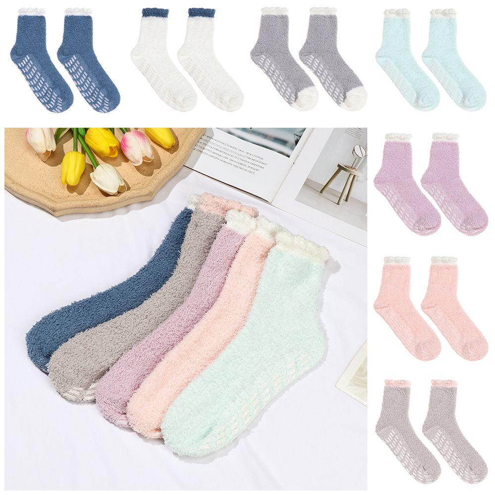 Lovely Women Winter Cold Protection Coral Fleece Socks Plush Socks Mid Socks