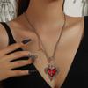 Exaggerated Gothic Drip Halloween Red Heart Cross Necklace