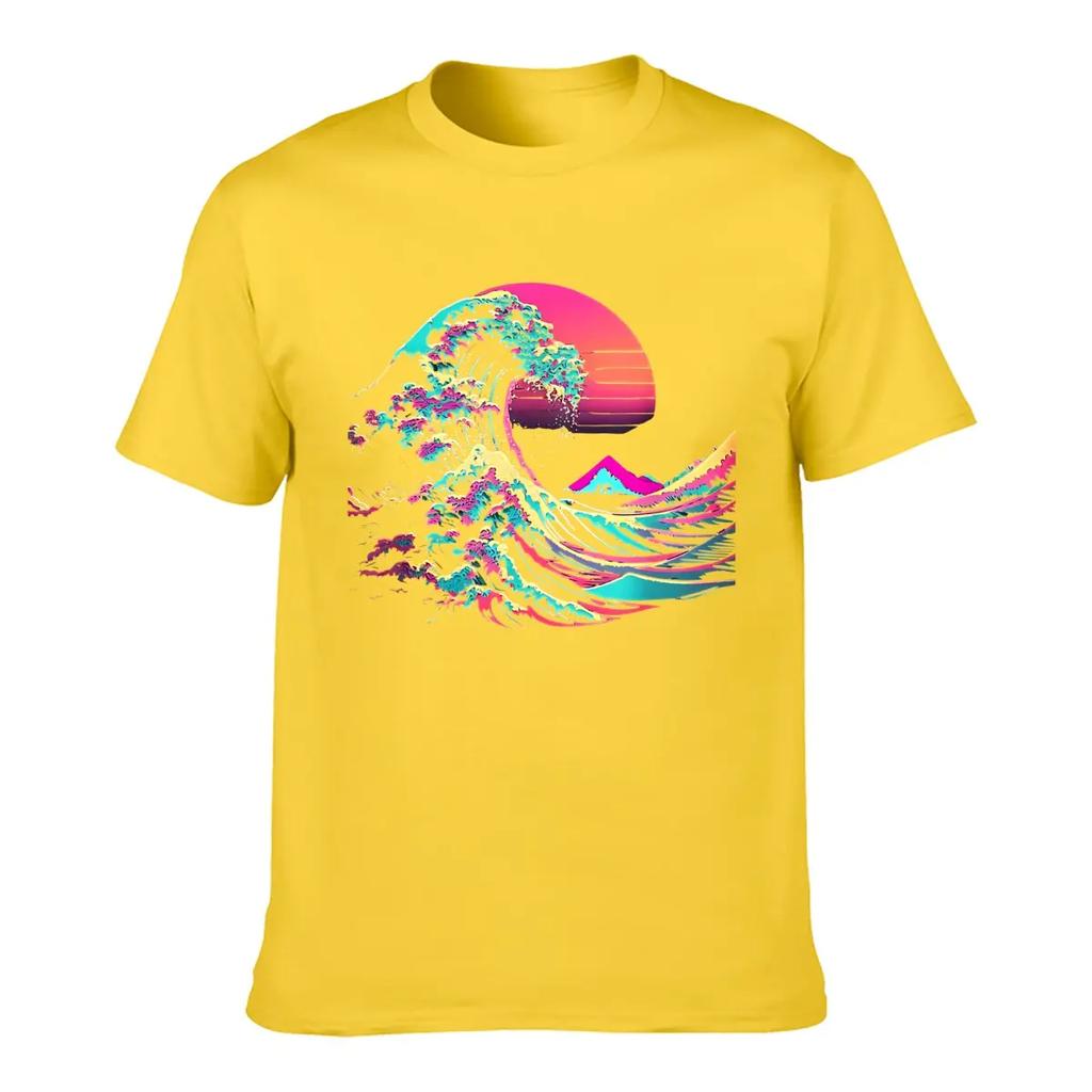 Ästhetisches Glitch Great Wave Retrowave Synthwave T-Shirt Kurzarm-T-Shirt Streetwear