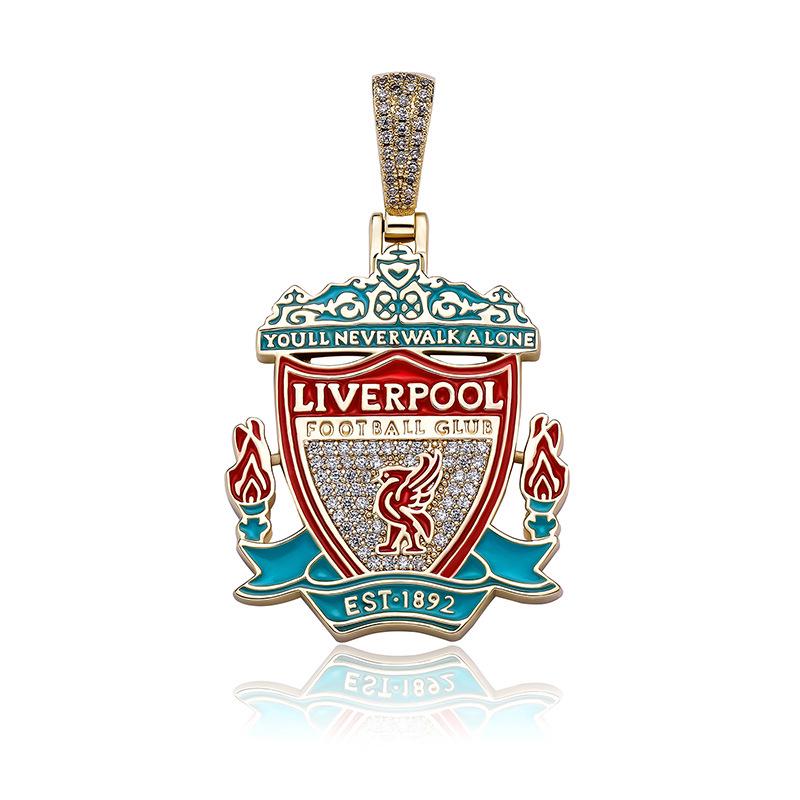 European & American Hip-Hop Football Club Badge Pendant with Colorful Drip Oil - Fan Commemorative Medal Necklace