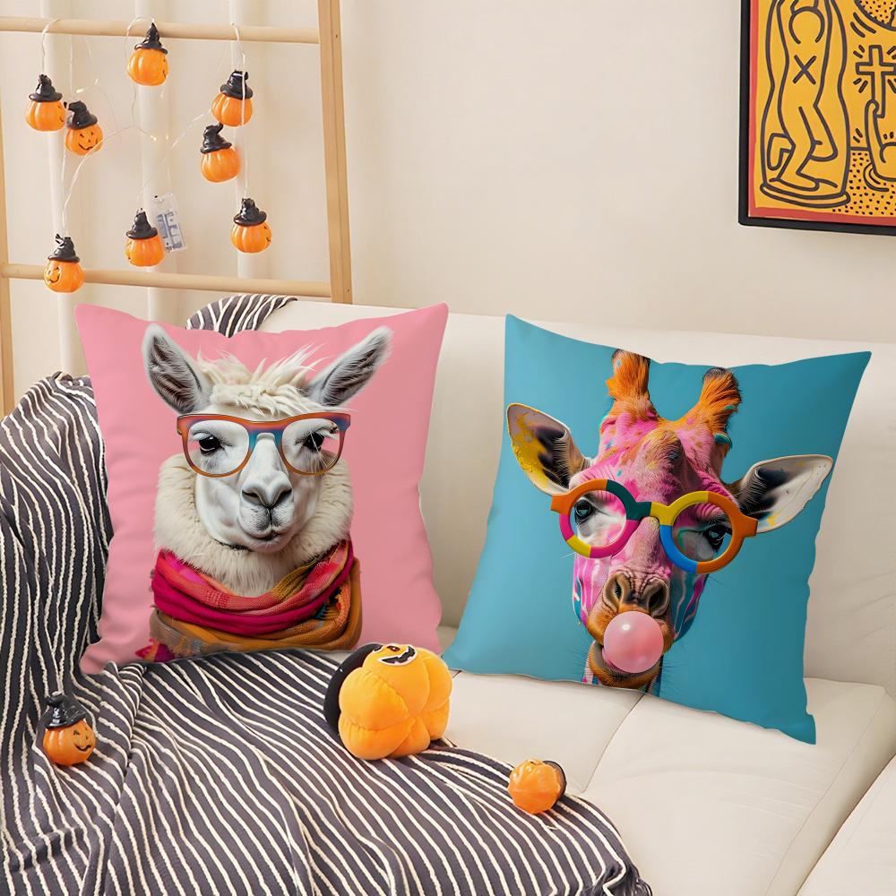 Cute Funny Cartoon Party Decorations Animals Pillow Case Silky Short Plush With Invisible Zipper Dustproof Sofa Cushion Cover