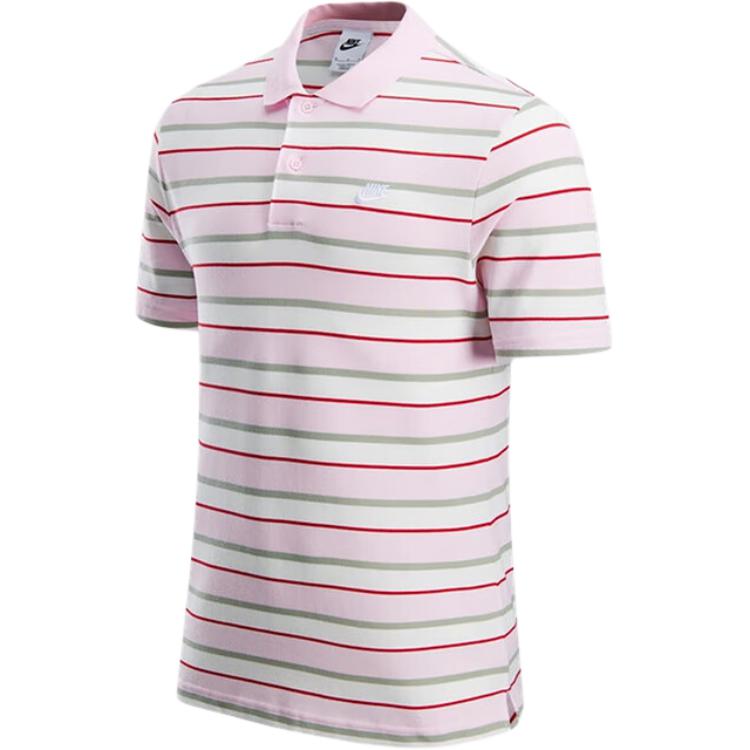 Nike Simple Breathable Versatile Casual Sports Polo Shirt Men Tops Pink Striped FN3897663