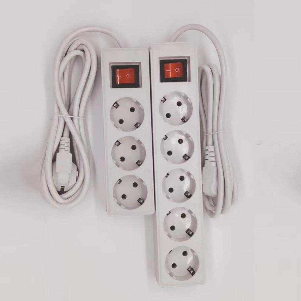 2/3/5Meters Cord EU Power Strip with ON/OFF Switch Power Converter Flat Adapter  European Standard