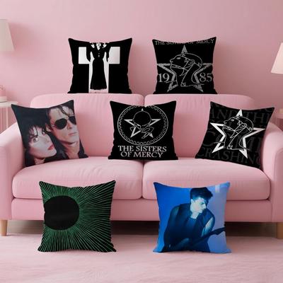 Band Gothic The SSisters of MMercy Cushion Cover Pillow Case Soft Skin Friendly Fabric Comfort  Concealed Zipper