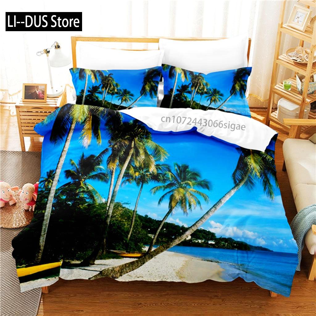 Coconut Tree Beach Bedding Set Duvet Cover Set 3d Bedding Digital Printing Queen Size Bedding Set Fashion Design