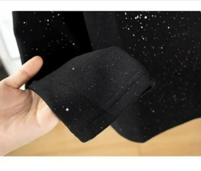 Velvet Sequin Women's Semi-High Neck Slimming Winter Base Layer T-Shirt - Plus Size Available