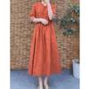 Sommermode Kurzarm Stickerei Jacquard Kleid Neu Retro Elegant Übergröße Locker Lässig A-Linie Party Mittel Lang Taille Schlank Machende Kleider Kleidung