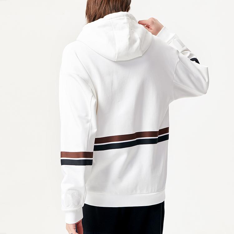 Fila Fusion Color Block Logo Sports Loose Hoodie Men hoodies White T11M145207F-WT