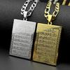 Islamitische Moslim Arabische Letter Koran Rechthoekige Hanger Ketting voor Vrouwen Mannen Roestvrij Staal Goudkleurige Medaille Ketting Sieraden Cadeau