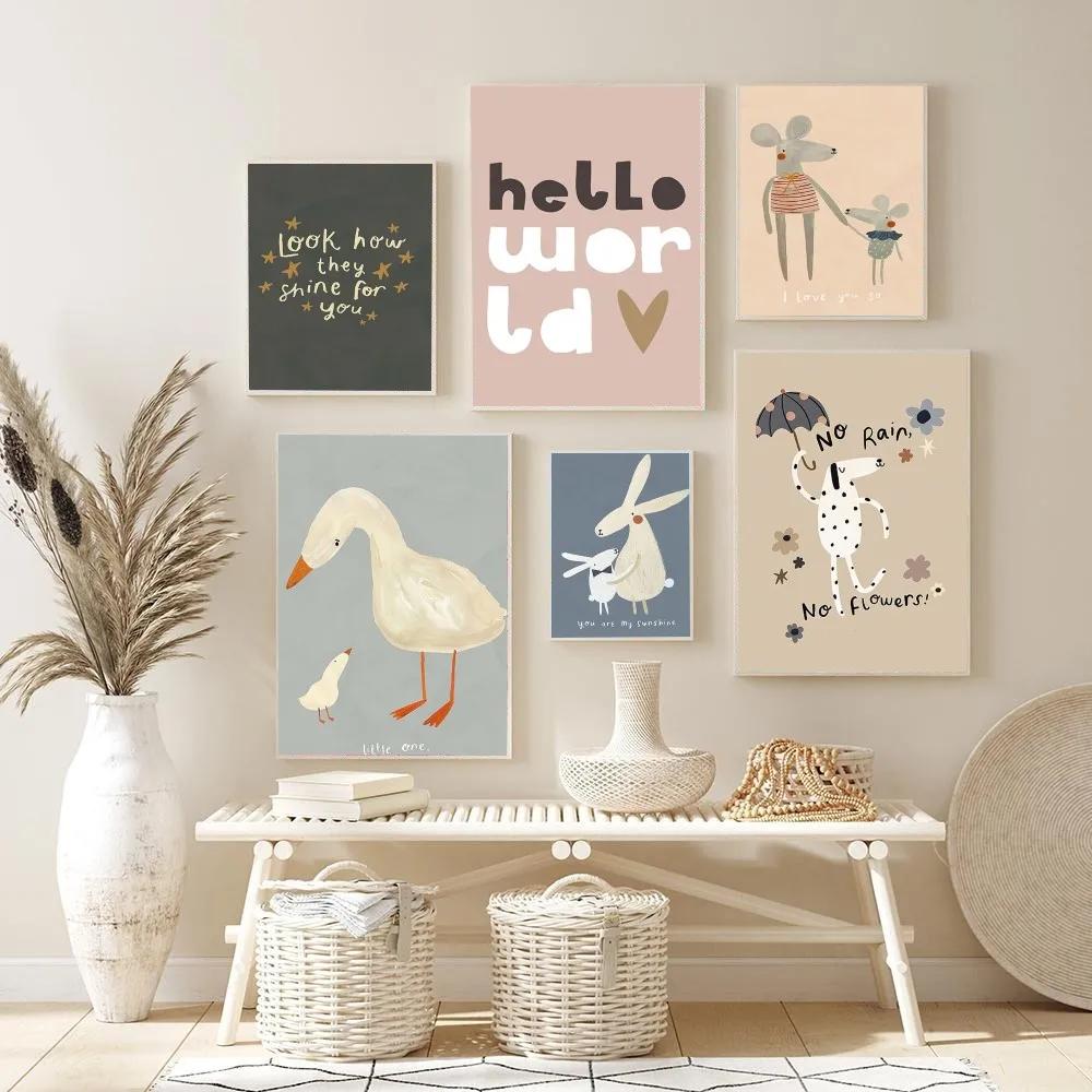 1 Stück Nordisch Cartoon Fuchs Hase Kindergarten Poster Aufkleber Kunst Wandmalereien Dekor Spielzimmer Dekor Geschenke Kawaii HD Malerei Katze